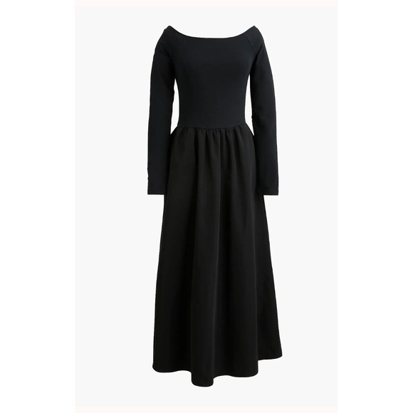 J.Crew Dresses & Skirts - J.Crew Women Medium Black Knit Mixy Dress Off-the-Shoulder Long Sleeve Pockets